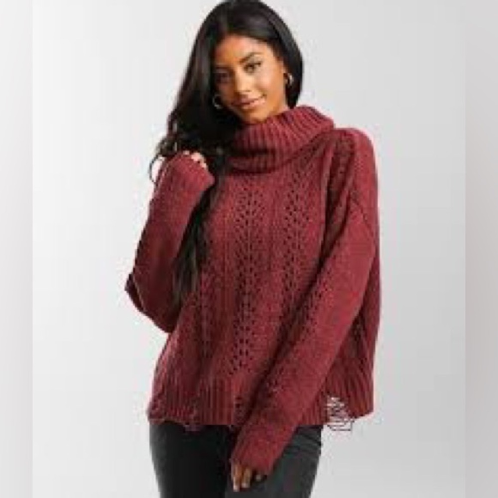 BKE size medium chenille burgundy turtleneck sweater